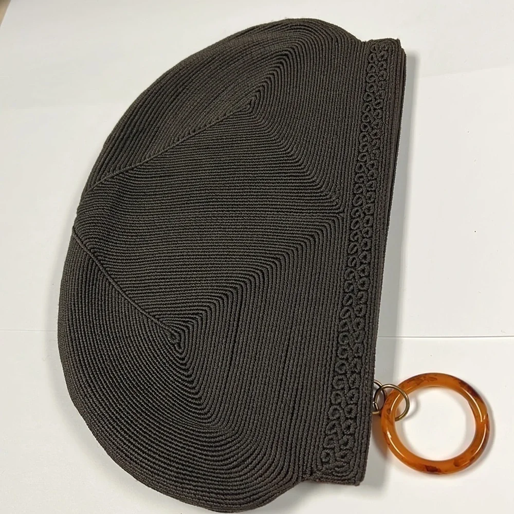 Laurel Genuine Corde Brown Cord Woven Zip Clutch Bag